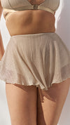 Free Flow High Waist Shorts in Gold Pleat