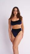 May Scrunch Back Velvet Sparkle Top Navy