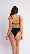 May Scrunch Back Velvet Sparkle Top Navy
