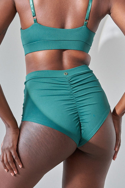 High Waist Basic Shorts - Scrunch Shorts Recycled Emerald