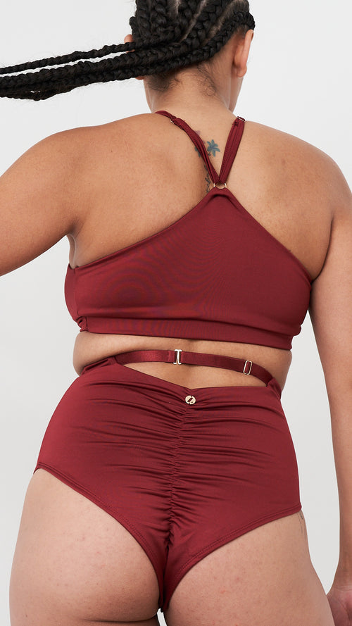 Sage Top - Cut Out Twist Halter Top Recycled Burgundy