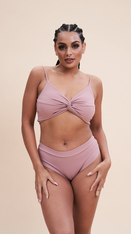 Basic Low Waist Shorts - Scrunch Shorts Ribbed Blush Taupe